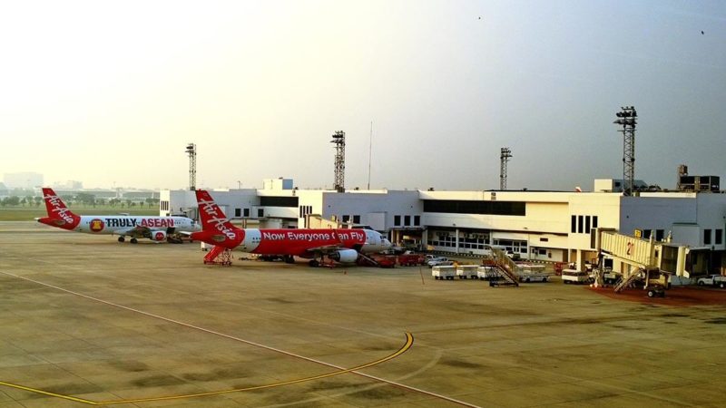 An Air Asia plane at the terminal in Don Mueang airport